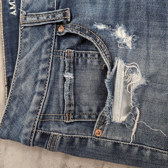 🍁American Eagle Tomgirl Jeans Ripped Destroyed Super Stretch Slim Leg Denim - Picture 6 of 16